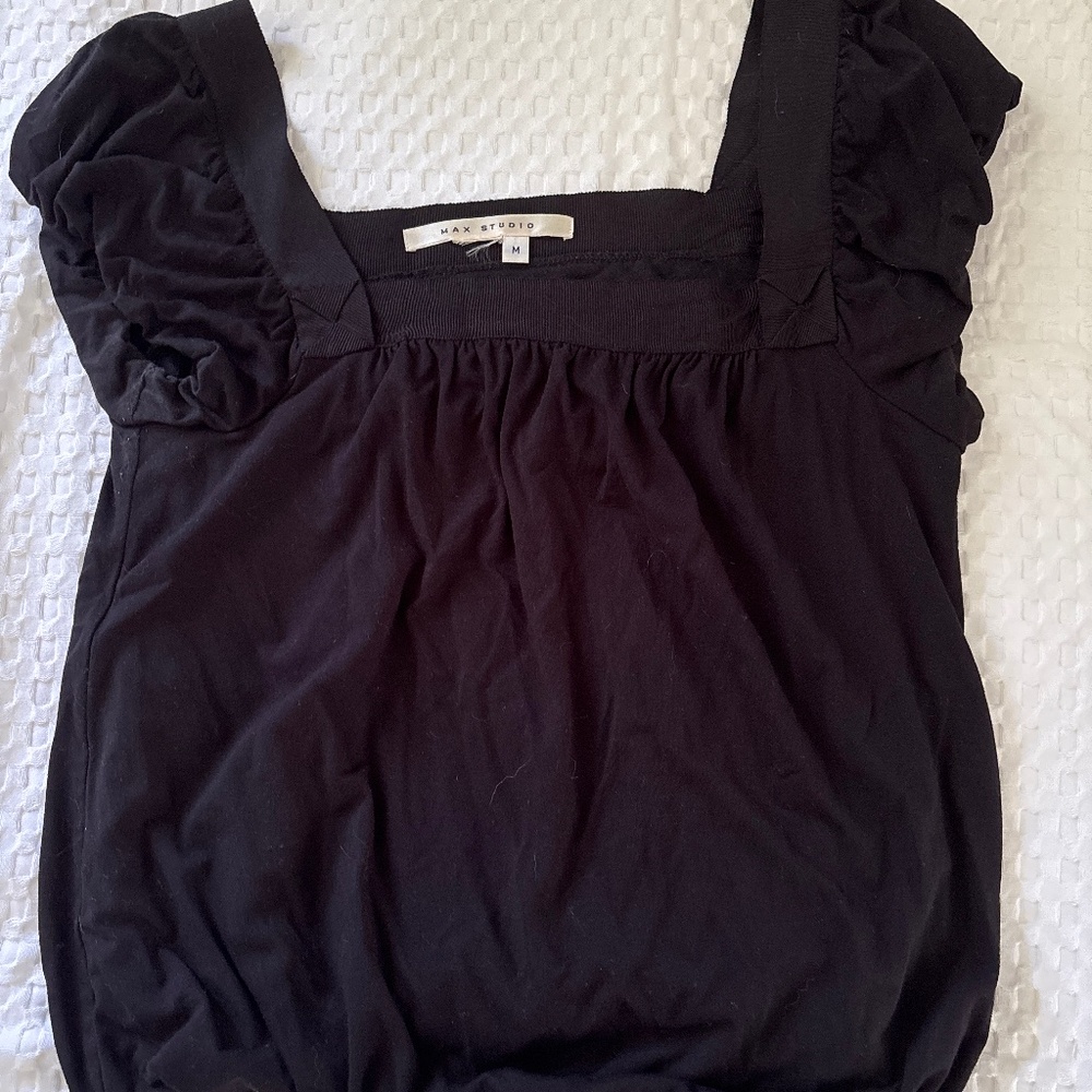 Max Studio boat neck, puff sleeve top